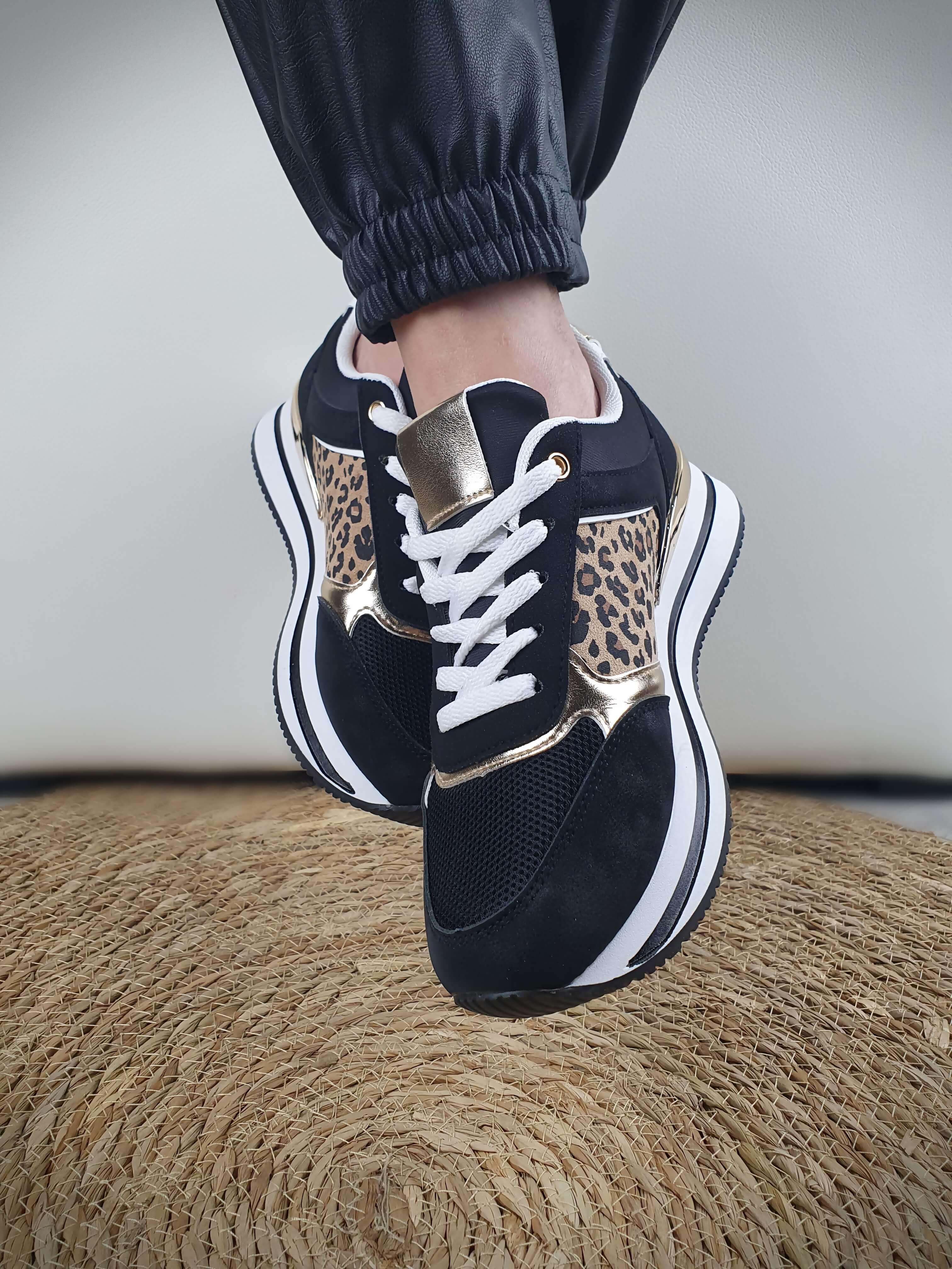 Basket femme best sale noir leopard