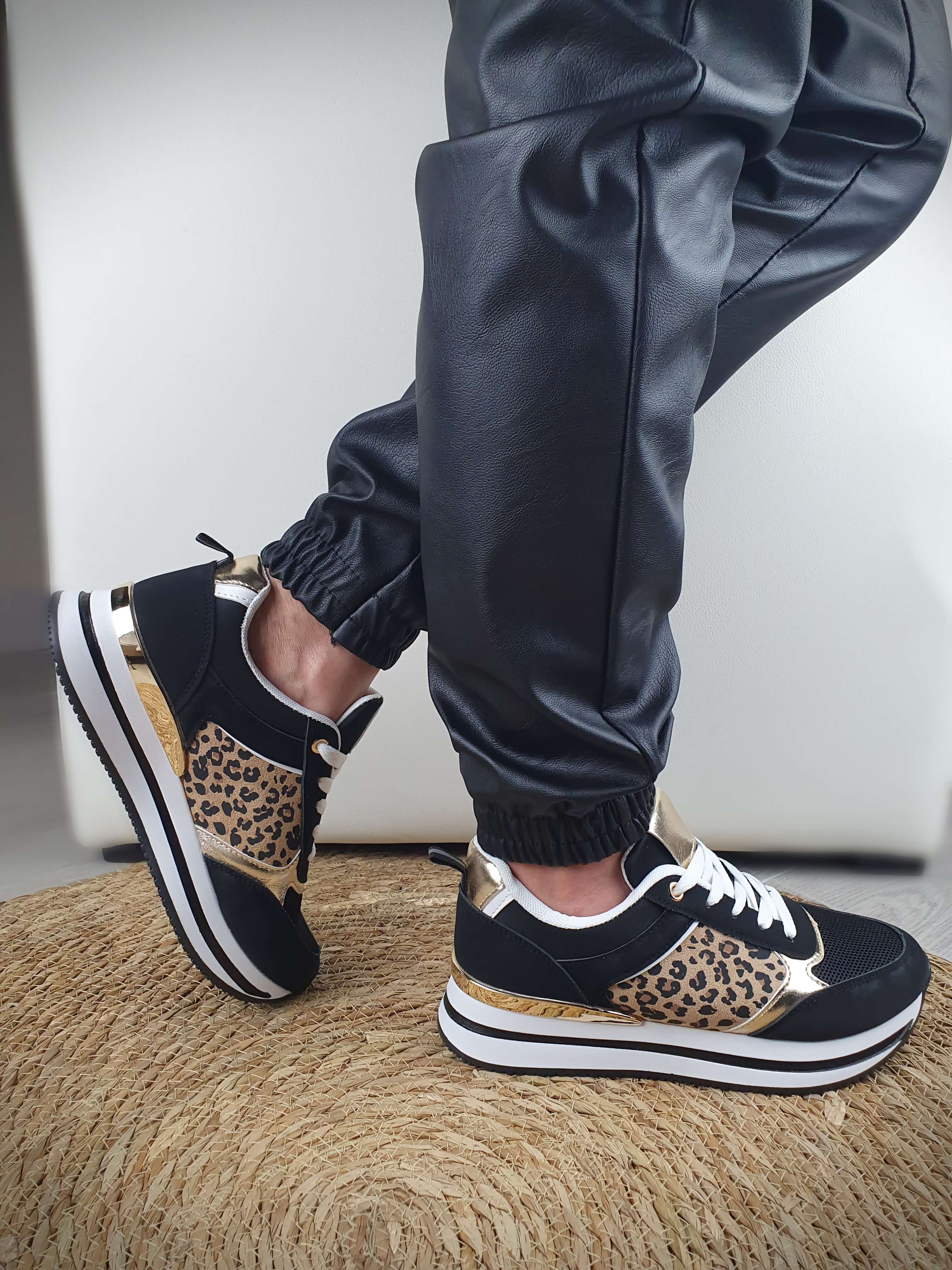 Basket femme cheap noir leopard