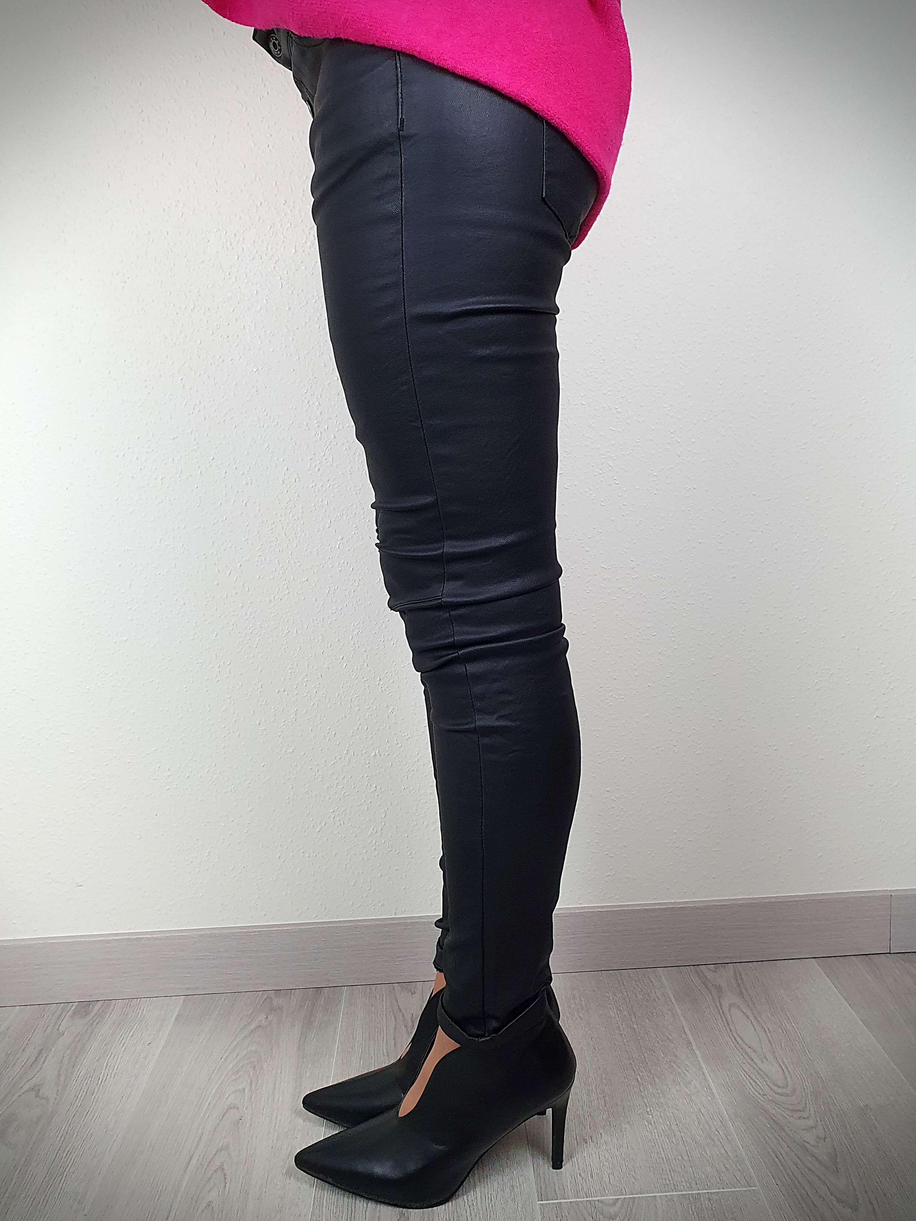 Pantalon enduit discount femme taille haute