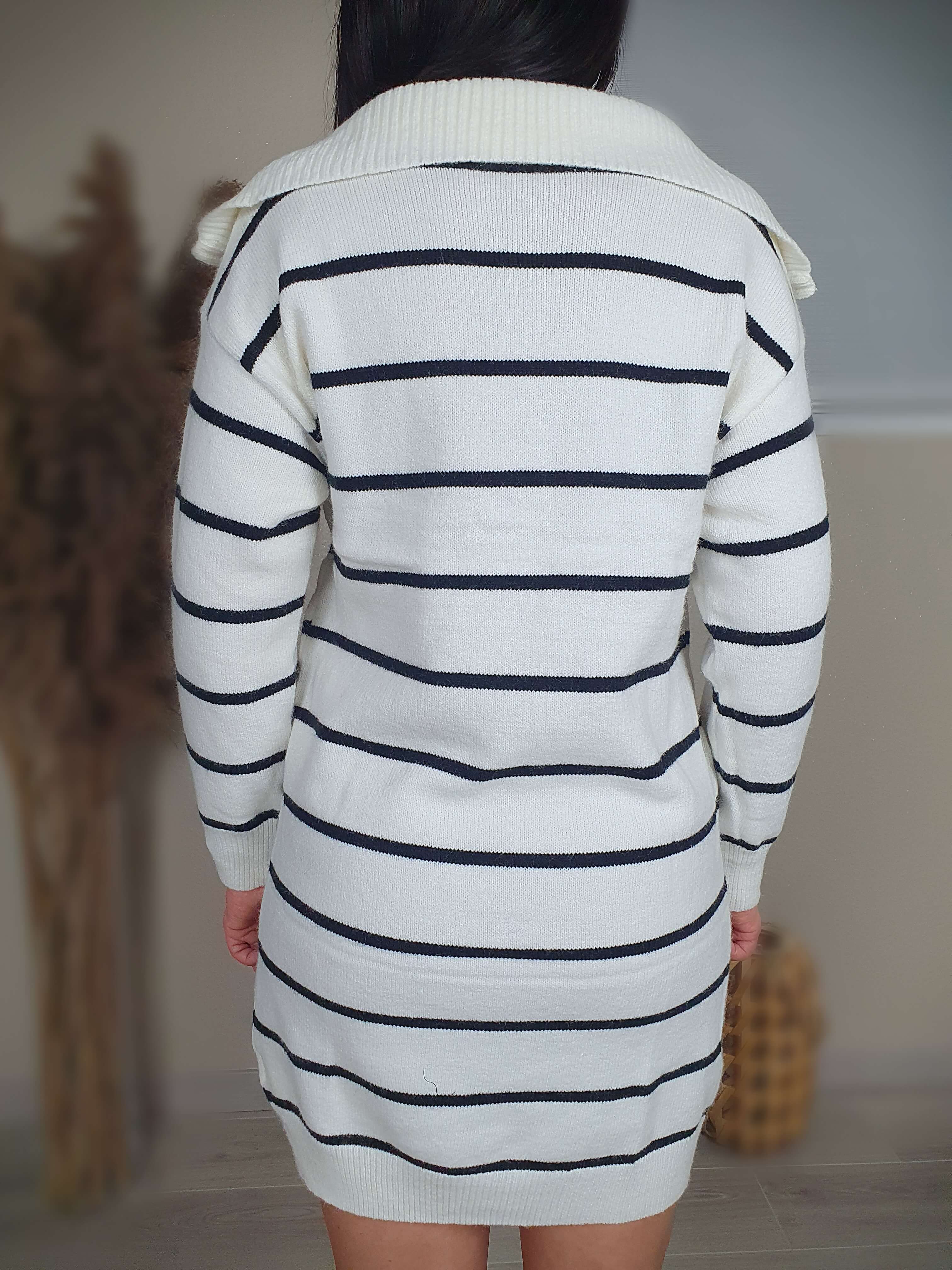 Robe pull fashion marinière femme